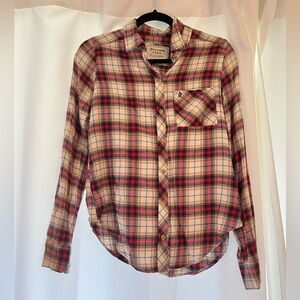 Abercrombie & Fitch Red, Tan and Blue Plaid Shirt